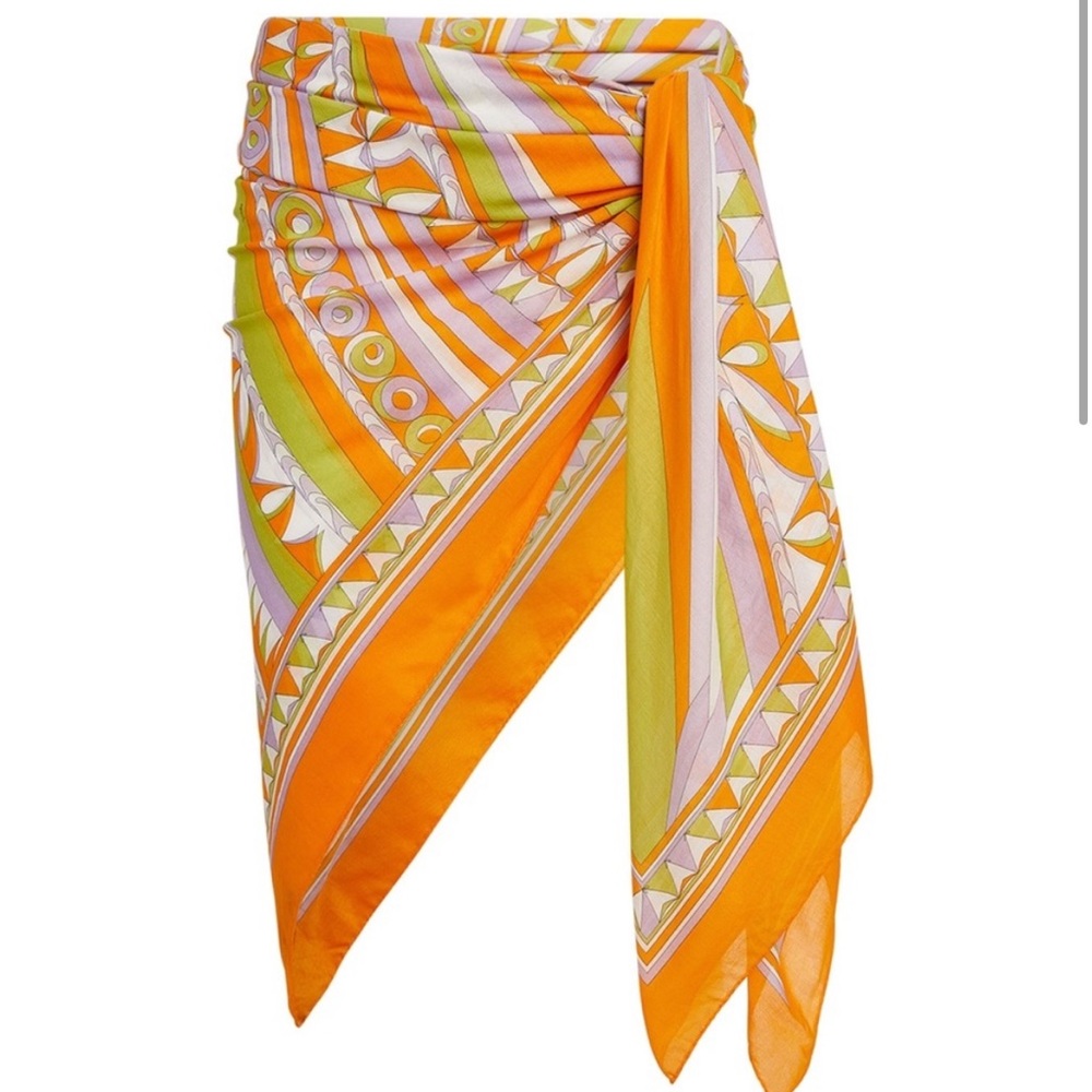 Emilio Pucci Orange, Lime & Light Purple Geometric pareo